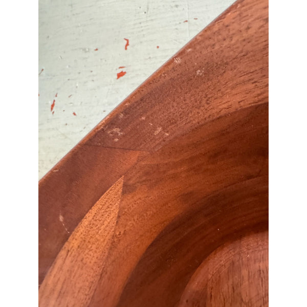 Solid Vintage Large Black Walnut Pentagonal Wooden Bowl Made In USA