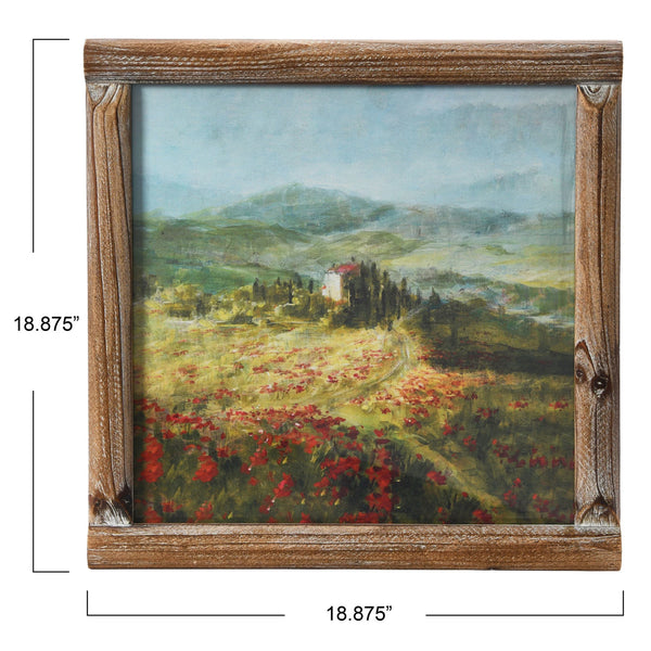 Vintage Reproduction Landscape Print with Solid Wood Frame