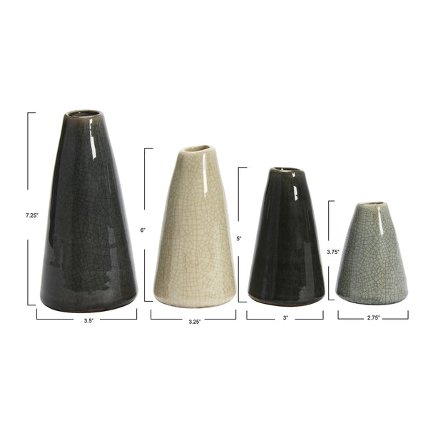 Decorative Conical Gray Stoneware Vase
