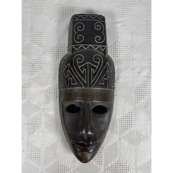 Hand Carved Wooden Mask w Intricate Patterns from Temor Indonesia Wall Hanging