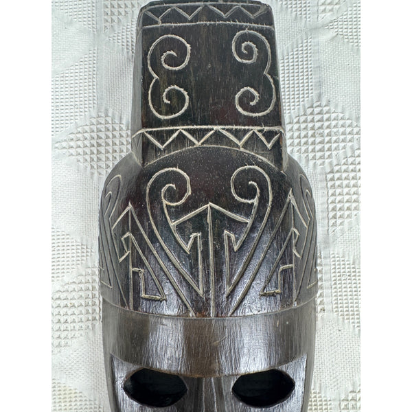 Hand Carved Wooden Mask w Intricate Patterns from Temor Indonesia Wall Hanging