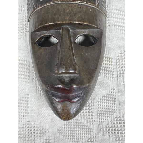 Hand Carved Wooden Mask w Intricate Patterns from Temor Indonesia Wall Hanging