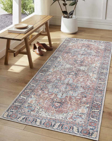 Evony Washable Area Rug runner in entry hall