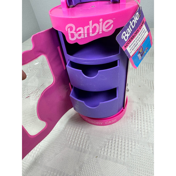 Barbie Accessory Case Pair Vintage 1993 Storage Cylinder Shelves Drawers Mattel