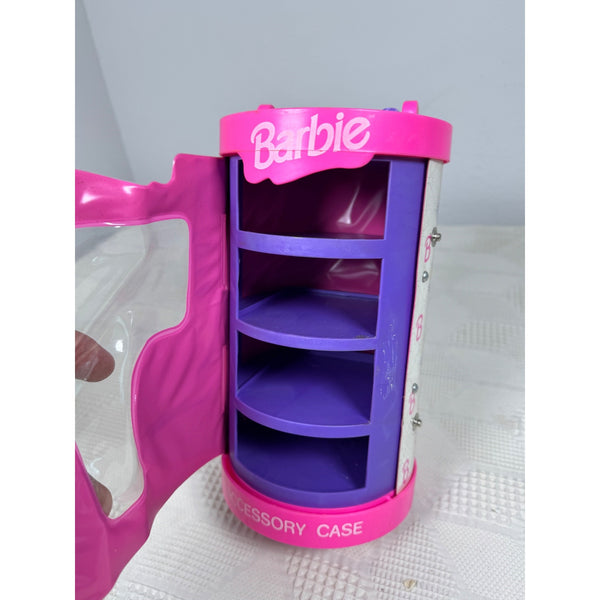 Barbie Accessory Case Pair Vintage 1993 Storage Cylinder Shelves Drawers Mattel