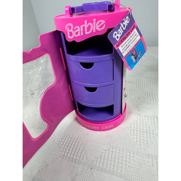 Barbie Accessory Case Pair Vintage 1993 Storage Cylinder Shelves Drawers Mattel