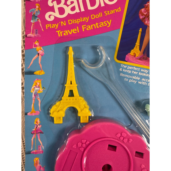 Barbie Play N Display Doll Stand Travel Fantasy w Eiffel Tower 1991 Mattel 7560