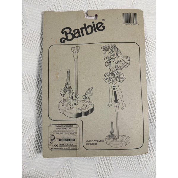 Barbie Play N Display Doll Stand Travel Fantasy w Eiffel Tower 1991 Mattel 7560