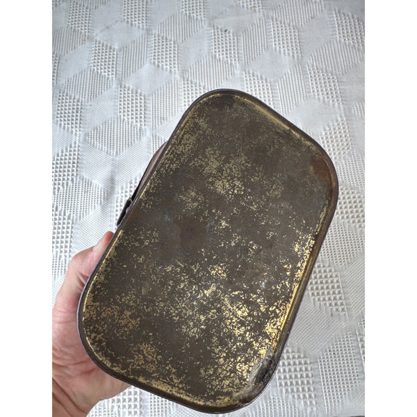 Antique Central Union Cut Plug Tobacco Tin With Hinged Lid and Vintage Graphics