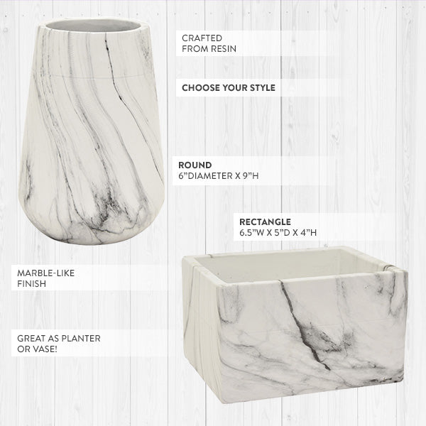 Marble-Like Planter, Pick Your Style specifications