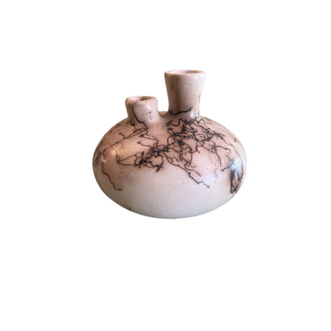 Native American Navajo Horse Hair Pottery Vase Signed by Vail