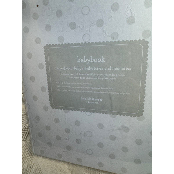 Little Blossoms Baby Memory Book by Pearhead Gray Polka Dot Keepsake NIB