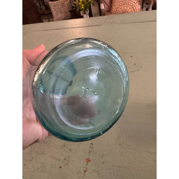 Antique 1920s Ball Ideal Blue Glass Canning Jar With Lid and Metal Bail Closure