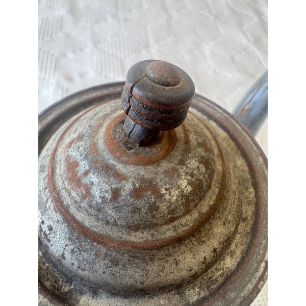 Vintage Graniteware Coffee Pot w Rustic Patina Hinged Lid Farmhouse Kitchen