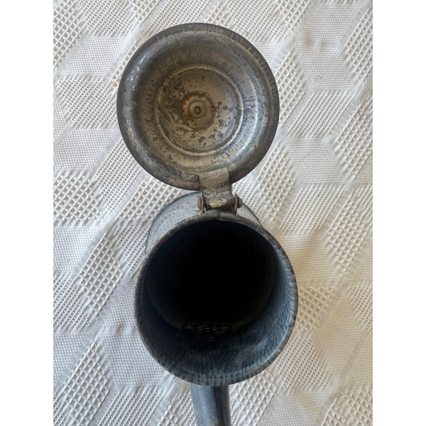 Vintage Graniteware Coffee Pot w Rustic Patina Hinged Lid Farmhouse Kitchen