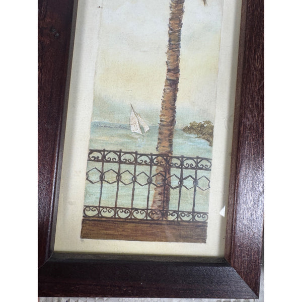 Set Of 2 Tropical Palm Tree Framed Art Prints Wooden Frames Beach Coastal Decor Gently Used