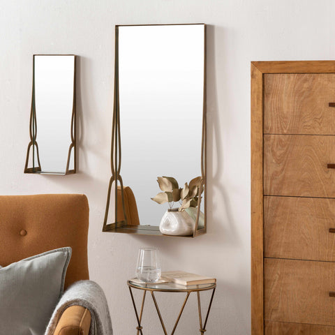 Hayrat Mirror With Shelf shown hanging on wall