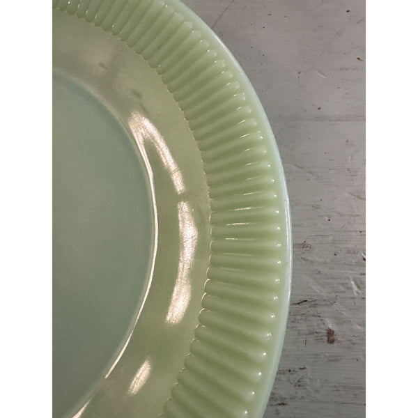 Vintage Fire King Jadeite Glass Plate w Ribbed Edge 9 Inch Jane Ray Collectible