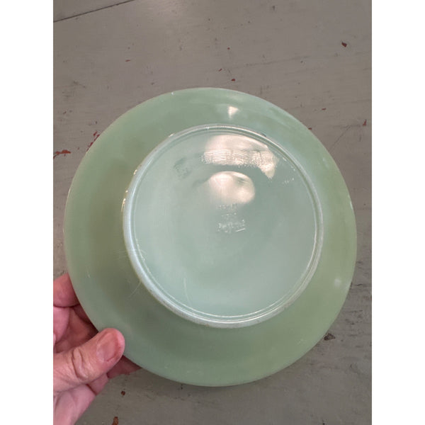 Vintage Fire King Jadeite Glass Plate w Ribbed Edge 9 Inch Jane Ray Collectible