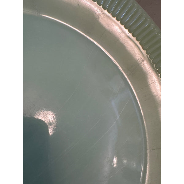 Vintage Fire King Jadeite Glass Plate w Ribbed Edge 9 Inch Jane Ray Collectible