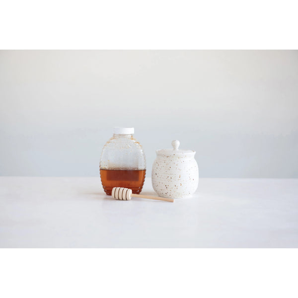 Honey Jar with Honey Dipper and Lid,