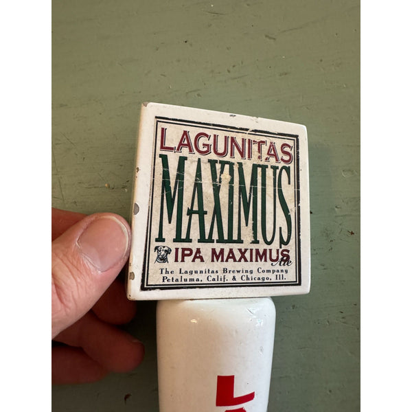 Lagunitas Brewing Maximus Fusion IPA Beer Tap Handle White Red Bar Display