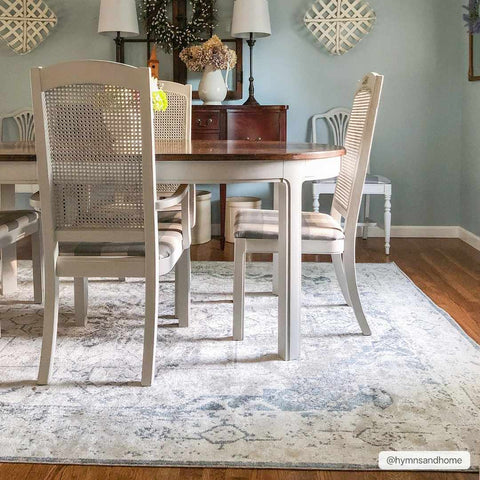 Ivory Hera Washable Area Rug in dining room