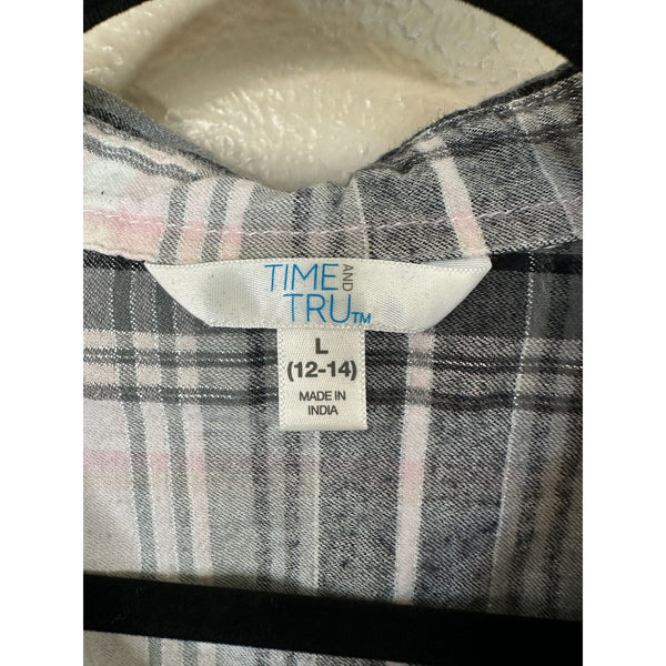 Time & Tru Womens Black White Blouse