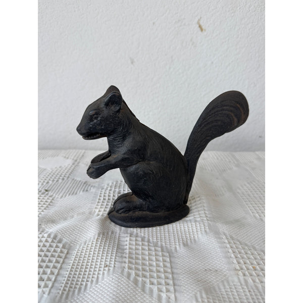 Antique Cast Iron Squirrel Nutcracker with Movable Tail Rustic Black Finish