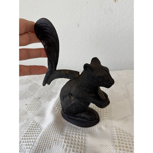 Antique Cast Iron Squirrel Nutcracker with Movable Tail Rustic Black Finish