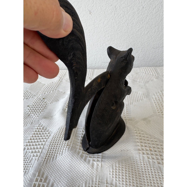 Antique Cast Iron Squirrel Nutcracker with Movable Tail Rustic Black Finish