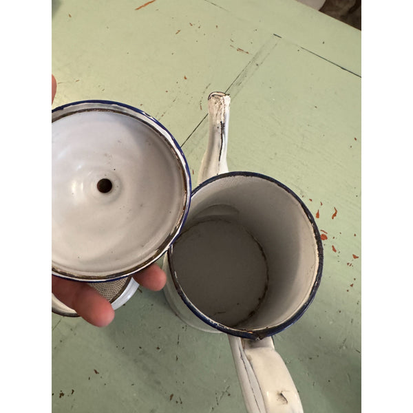 Vintage 1920s French Enamelware Coffee Pot