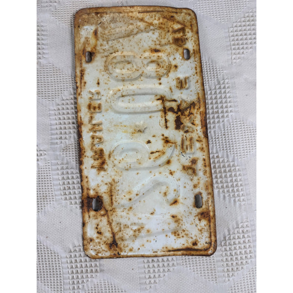 Vintage 1967 Texas Trailer License Plate A26 087 White Black Embossed Lettering