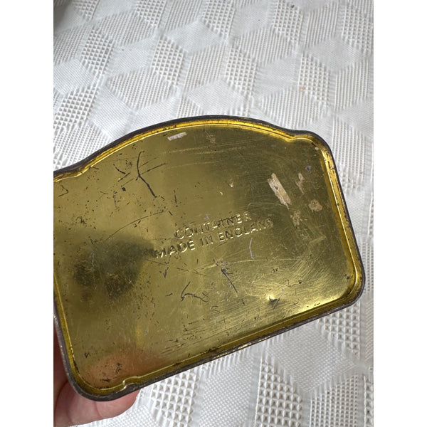 Vintage Slades Caramel Toffee Tin With Red Graphics and Gold Accents Collectible
