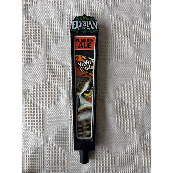 Elysian Brewing Night Owl Pumpkin Ale Tap Handle Black Vintage Bar Collectible