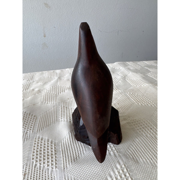 Hand Carved Ironwood Quail Bird Figurine Natural Wood Base Mid Century Vintage