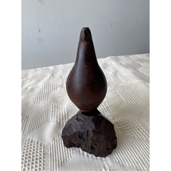 Hand Carved Ironwood Quail Bird Figurine Natural Wood Base Mid Century Vintage