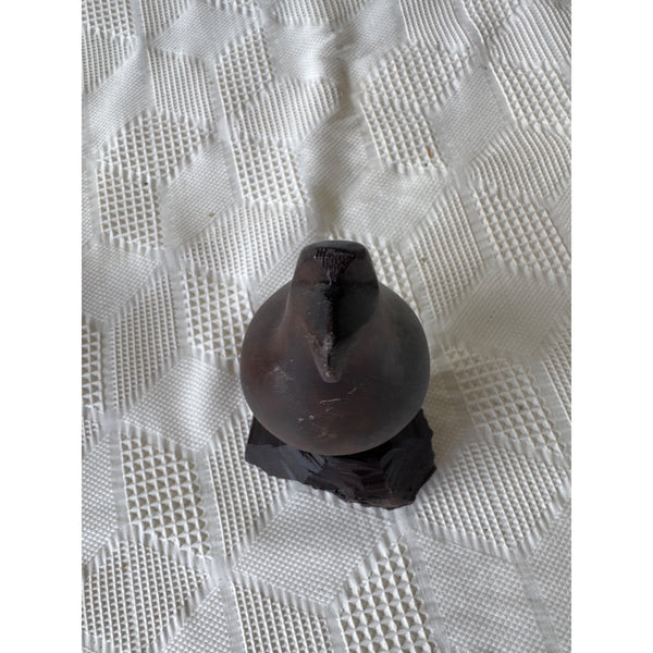 Hand Carved Ironwood Quail Bird Figurine Natural Wood Base Mid Century Vintage