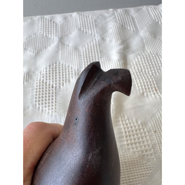 Hand Carved Ironwood Quail Bird Figurine Natural Wood Base Mid Century Vintage