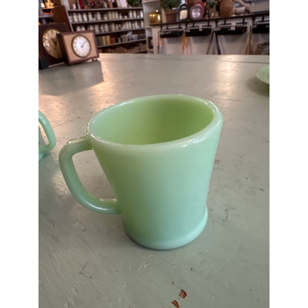 Fire King Jadite Coffee Mug Vintage Green Glassware D Handle 1950s Collectible