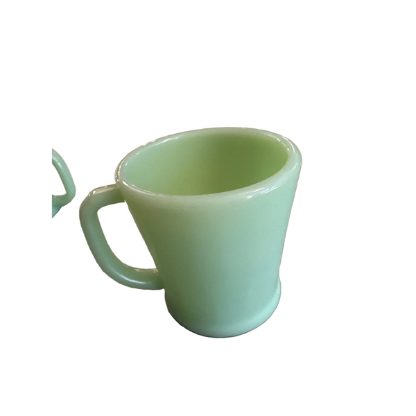 Fire King Jadite Coffee Mug Vintage Green Glassware D Handle 1950s Collectible