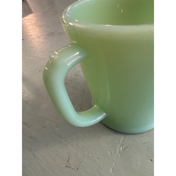 Fire King Jadite Coffee Mug Vintage Green Glassware D Handle 1950s Collectible