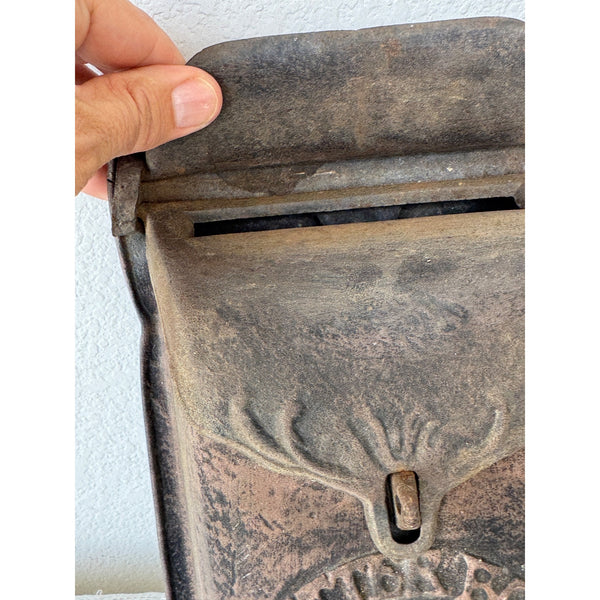 Vintage Cast Iron Wall Mounted Letter Box With Horse Rider Design Rustic
