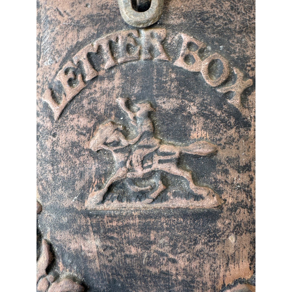 Vintage Cast Iron Wall Mounted Letter Box With Horse Rider Design Rustic