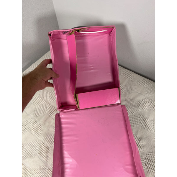 Barbie Pink Carrying Case With Silver B Print for Doll Storage Vintage 1985