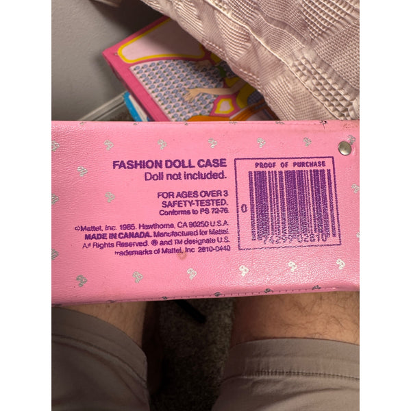 Barbie Pink Carrying Case With Silver B Print for Doll Storage Vintage 1985
