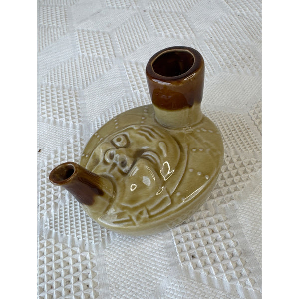 Vintage Ceramic Sake Warmer Pourer Hyottoko Character Folk Art Japanese Design