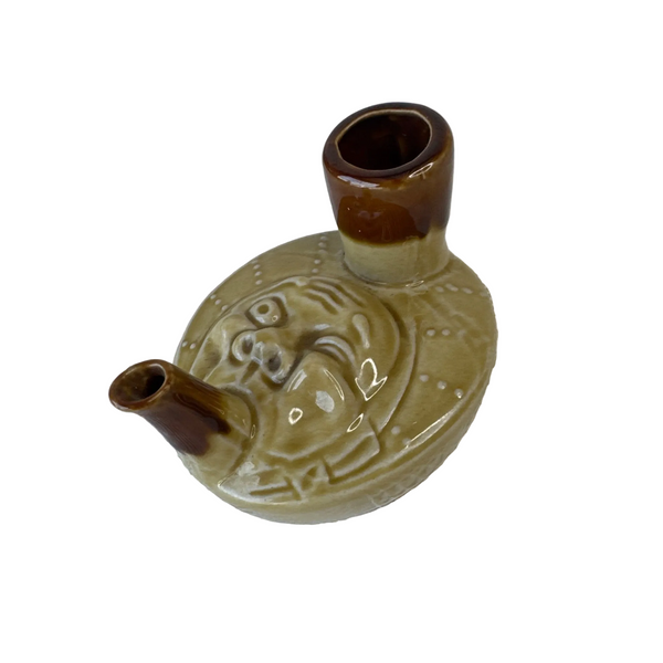 Vintage Ceramic Sake Warmer Pourer Hyottoko Character Folk Art Japanese Design