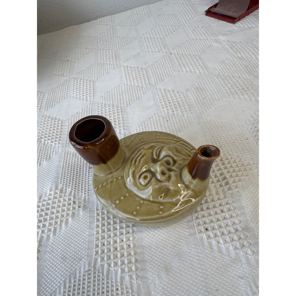 Vintage Ceramic Sake Warmer Pourer Hyottoko Character Folk Art Japanese Design