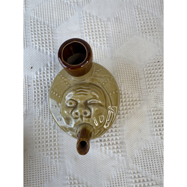 Vintage Ceramic Sake Warmer Pourer Hyottoko Character Folk Art Japanese Design